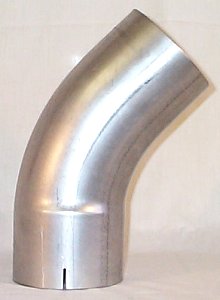 This standard 4.5" X 45 degree exhaust elbow has one end slotted